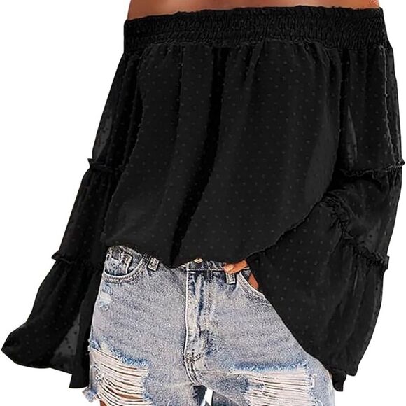 Off The Shoulder Top Flared Bell Sleeve Women's Shirts Blouses Small Whimsigoth - Picture 1 of 5